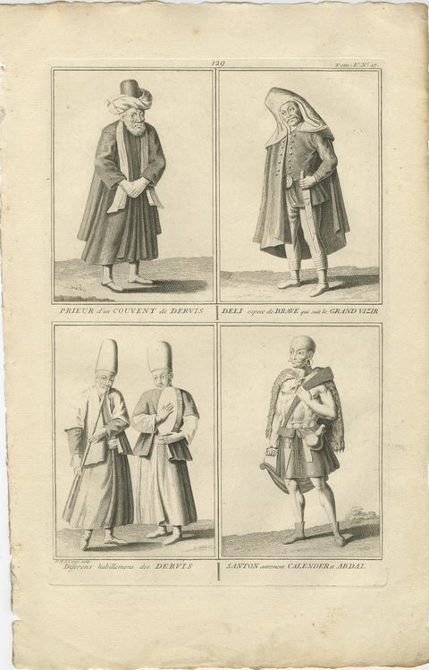 Ottoman Dervish Costumes and Soldiers from the 18th Century, Engraved in 1734, view 2