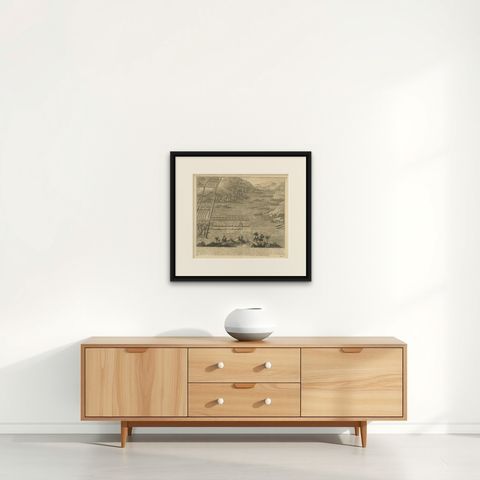 Antique Roman Battle Print of Scipio's Front by Duncan, c.1753, shown framed on a wall
