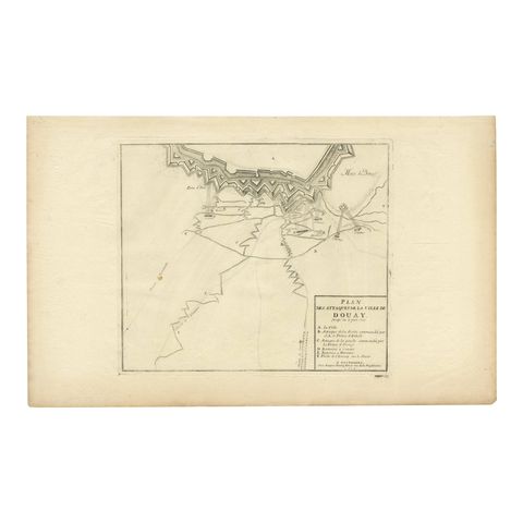 Attack Plan of Douay Fortress, France, 1710 Siege, Brussels c.1720 Map
