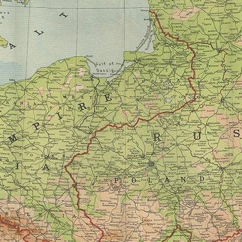 Antique European War Folding Map, ‘circa 1915’, close-up 2