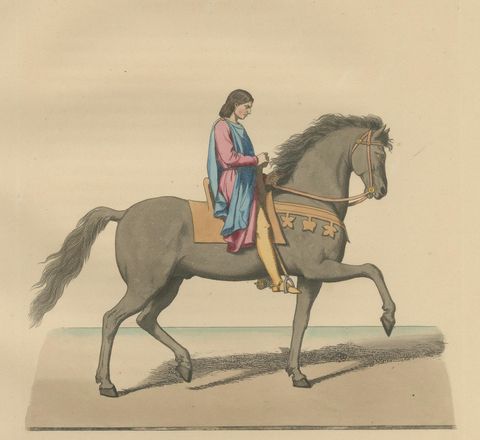 Medieval Italian Equestrian Figures & Tournament Judges, Bonnard 1860 Set, close-up 2