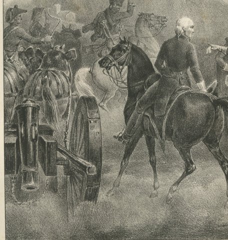 Alliance with San Marino, Four Cannon Given, Antique Madou Lithograph, 1827, close-up 1