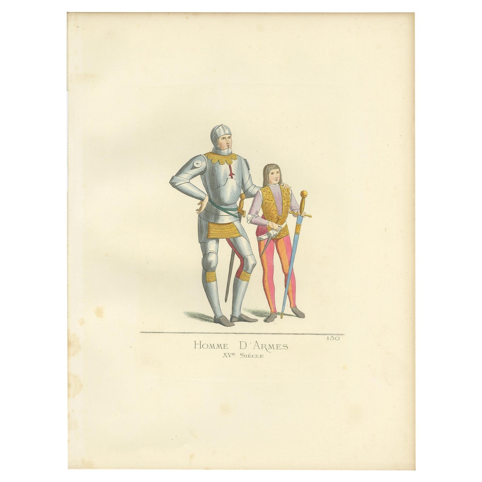 Antique Print of Italian Soldiers, 15th Century, by Bonnard, 1860