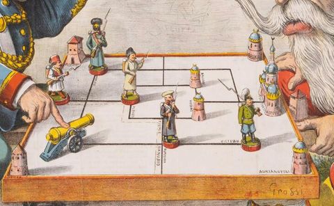 1877 Hand-Colored Russo-Turkish War Caricature by Augusto Grossi, Large Print, close-up 1