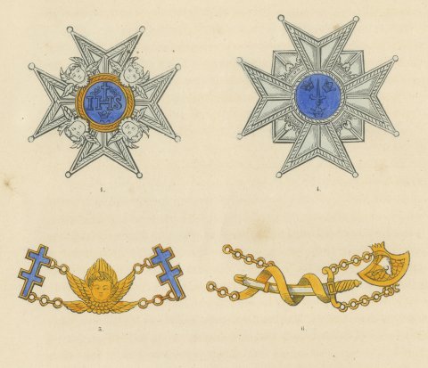Sweden, Orders of the Seraphim and of the Sword, Plate LXXIX, 1844, close-up 1
