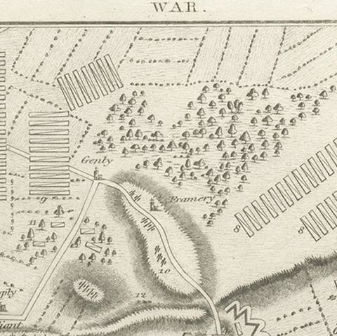 Antique War Map of the Region of Mons 'Bergen', Belgium, circa 1810, close-up 1