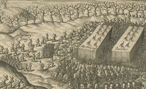 Battle of Turnhout 1597, Dutch and English Victory over Spanish, Published 1700, close-up 2