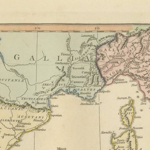 Hannibal’s Campaign Map, Spain to Italy via Alps, Wilkinson London 1817, close-up 3