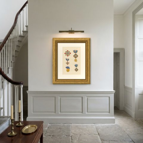 Orders of the Two Sicilies, Saint George of the Reunion, Plate XXII, 1844, shown framed on a wall