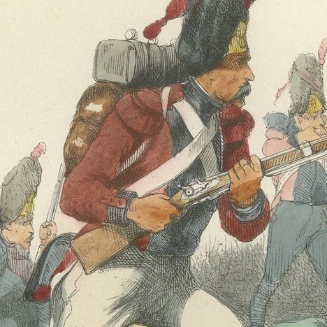 Napoleonic Swiss Grenadier, Régiments Suisses 1812, Imperial Guard Print, 1843, close-up 3