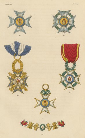 Orders of Spain, Al Mérito Militar Crosses and Collar, Plate XXVI, 1844