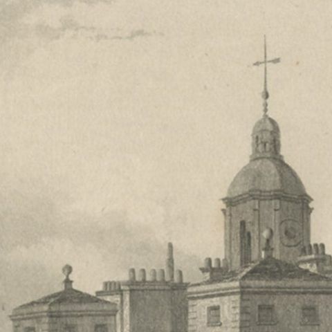 Antique Print of Horse Guards, Westminster, London, c.1840, close-up 2
