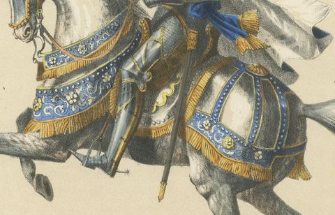 Festival Cavalcade, The Waldmann Knight in Majestic Parade, Published in 1855, close-up 2