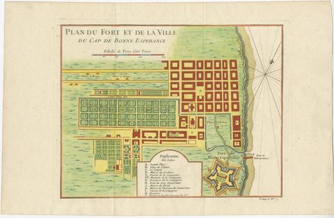 Cape of Good Hope, Fort and City Plan, French Colonial Map, c.1765, view 2