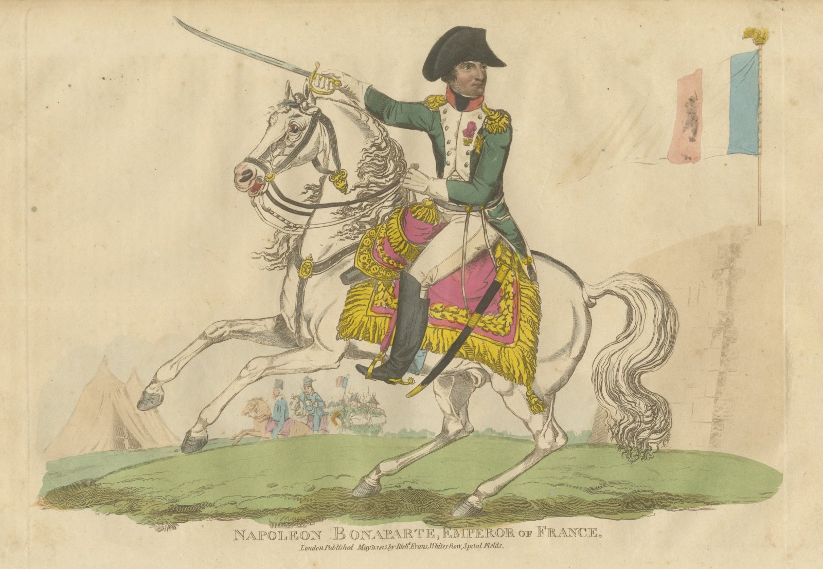 Napoleon Bonaparte on a White Charger Before the Tricolor Flag, 1815