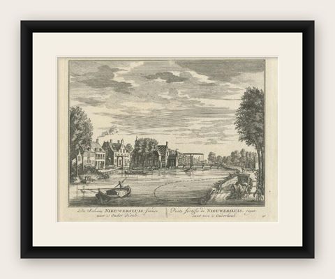 Antique Print of Fortress Nieuwersluis in the Netherlands, 1719, shown framed