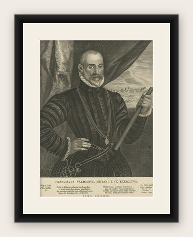 Very Rare Print of Franciscus Valdesius, Commander of the Spanish Troops, 1649, shown framed