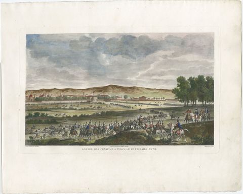 Entry of French Troops into Turin 1798, Napoleonic Era Engraving, 1808